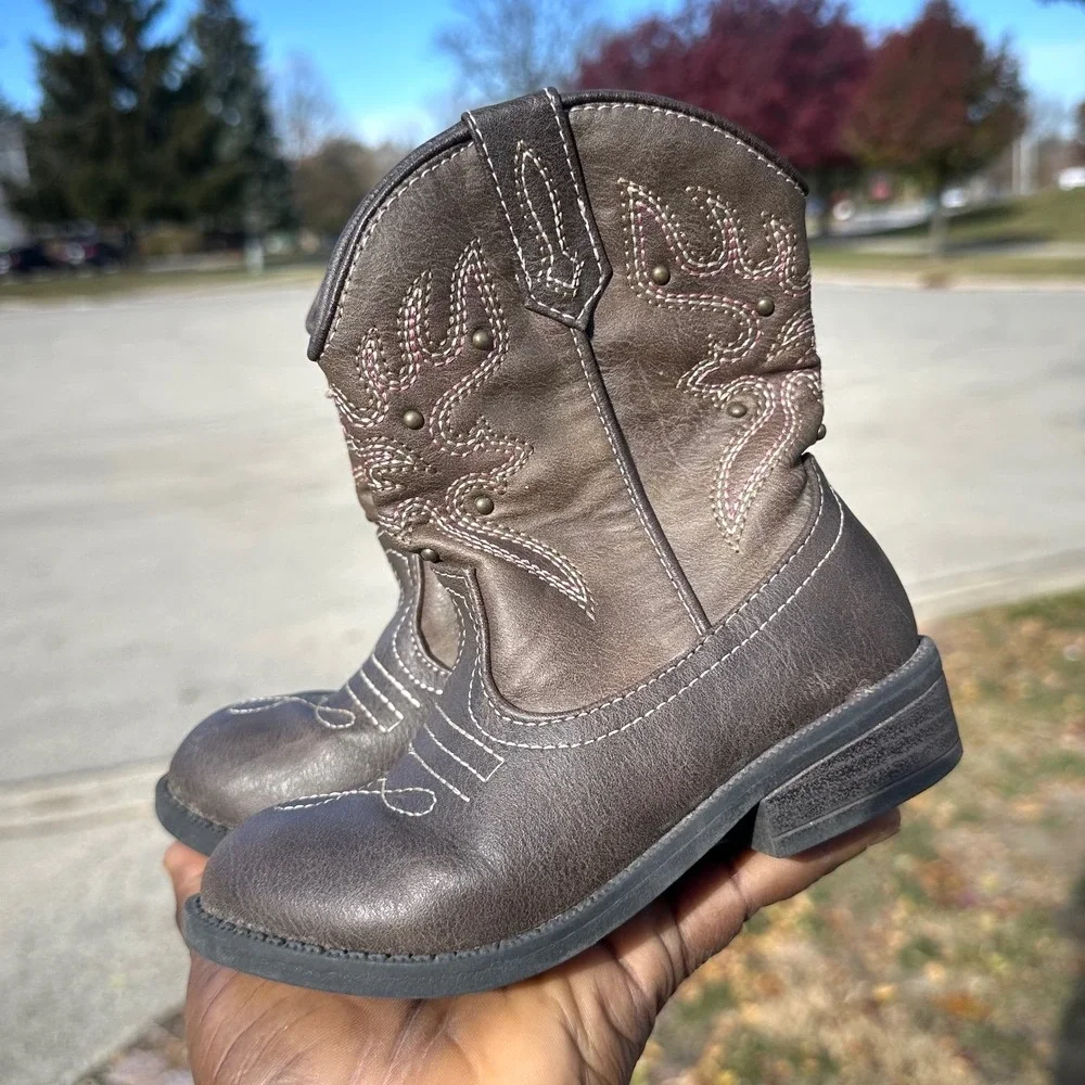 Nina Toddler Girls' Mirabela Cowgirl‎ Boots Size 9 Brown